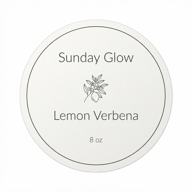 minimal candle label design for Lemon Verbena by Sunday Glow