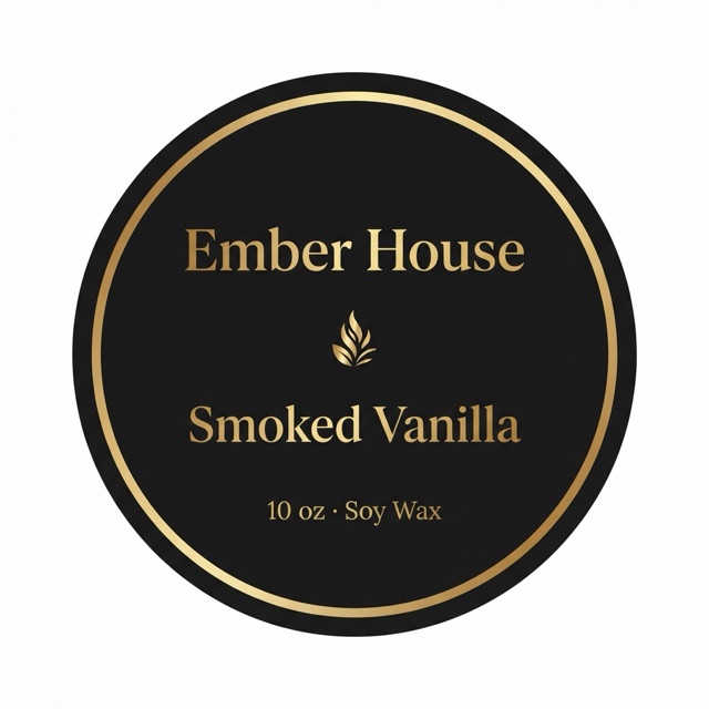 luxury candle label design for Smoked Vanilla by Ember House